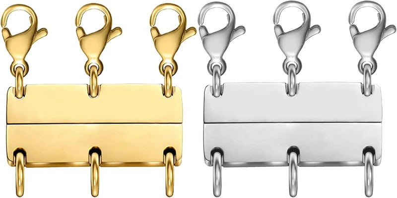 OHINGLT Layered Necklace Clasp 18K Gold and Silver Necklace Separator for Layering, Multiple Jewelry Clasps and Closures for Women - Image 1
